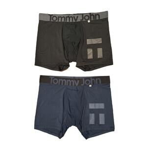New 2 Pack Tommy John 360 Sport 6" Boxer Briefs M  Black, Blue  Hammock Pouch